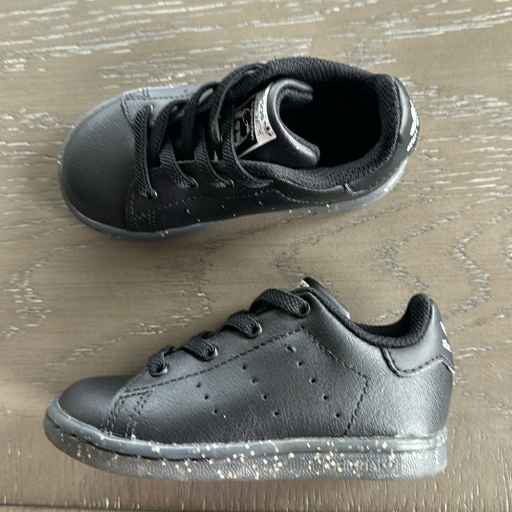 Adidas Originals STAN SMITH Ortholite Sneakers Black/White Toddler Baby Size 6K